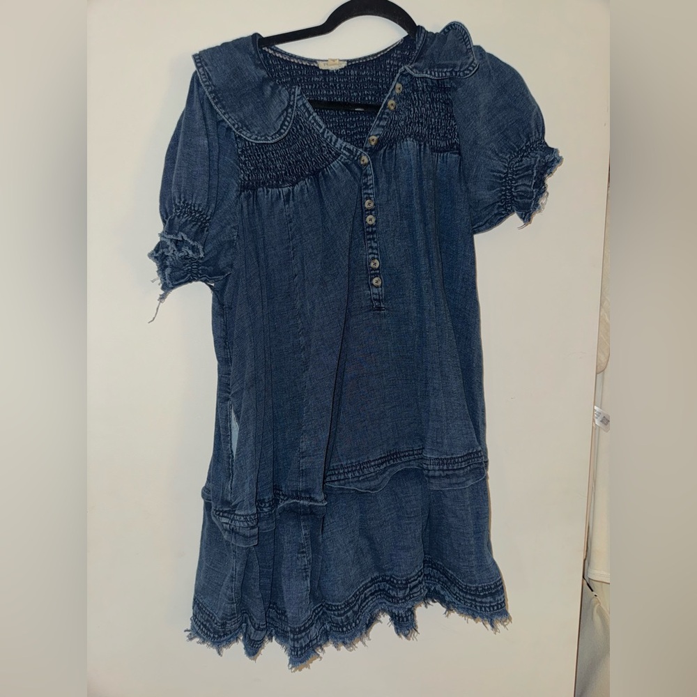 Pilcro Findley Puff-Sleeve Collared Mini Dress